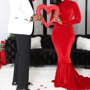 Beautiful velvet red mermaid dress